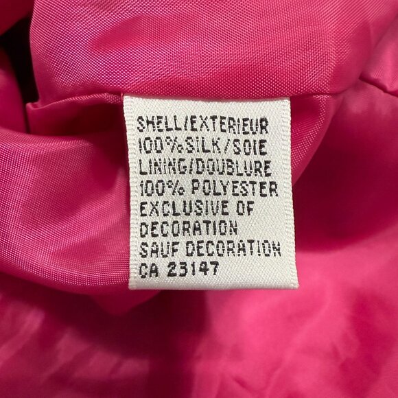 Talbots Floral Pink Pure Silk Cropped Jacket 3/4 Sleeves Peter Pan Collar - Picture 7 of 8